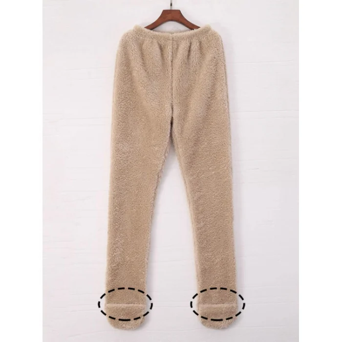 Women Coral Fleece Socks Leggings Winter Warm Sleepwear Ankles Knees Guard Women Home Pants Thick Pajamas Pant - Image 5