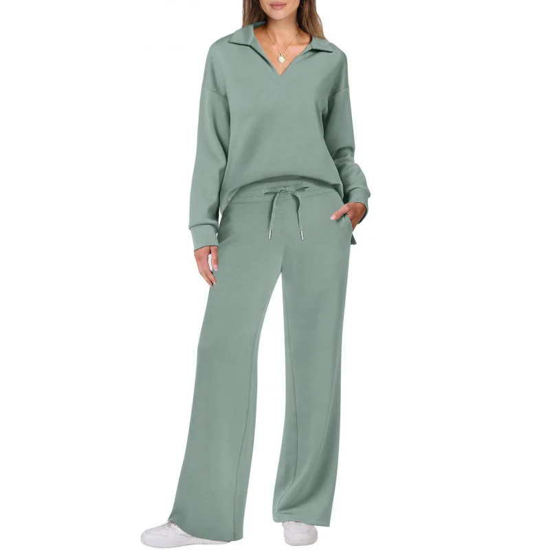 Women's Tracksuit Sports Suit V-neck Long-sleeved - Image 6