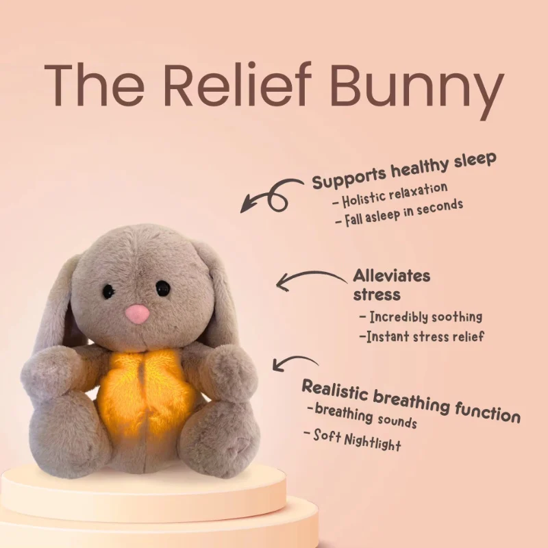 Breathing Rabbit Soothing Sensory Plush Toy with - Image 5