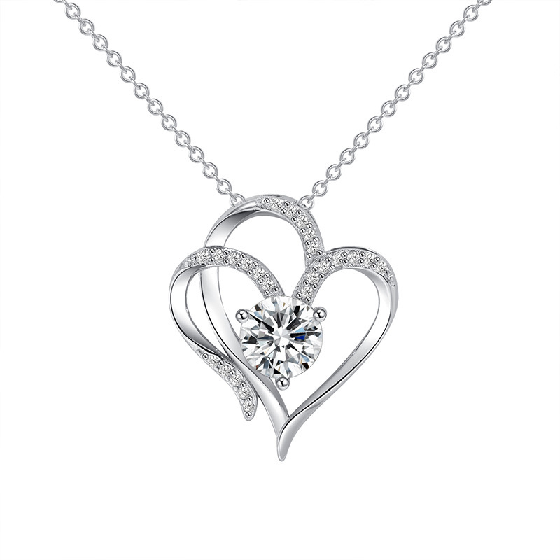 Zircon Double Love Necklace with Rhinestones Ins - Image 7