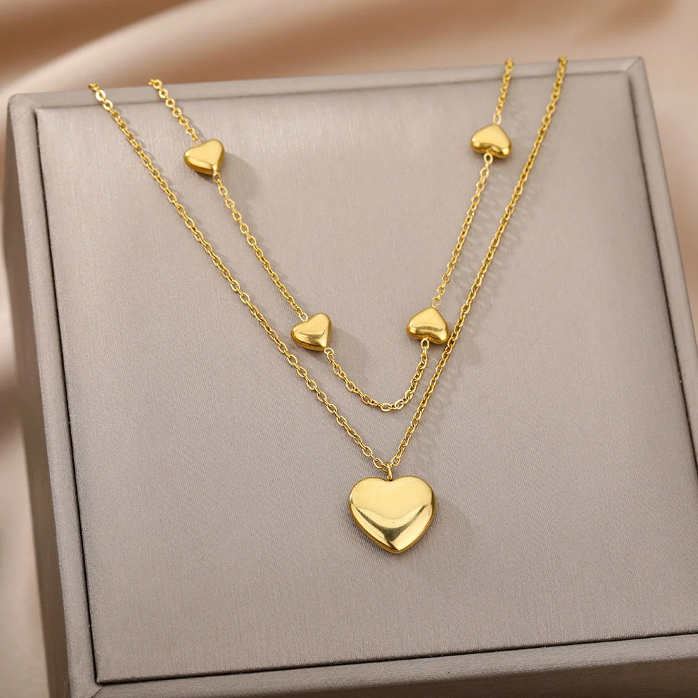 Fashion Jewelry Multilayer Heart Pendant Necklaces for - Image 2