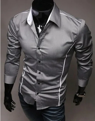 Men Shirt Fashion Cotton Slim Men Shirt Long Sleeve - Image 5