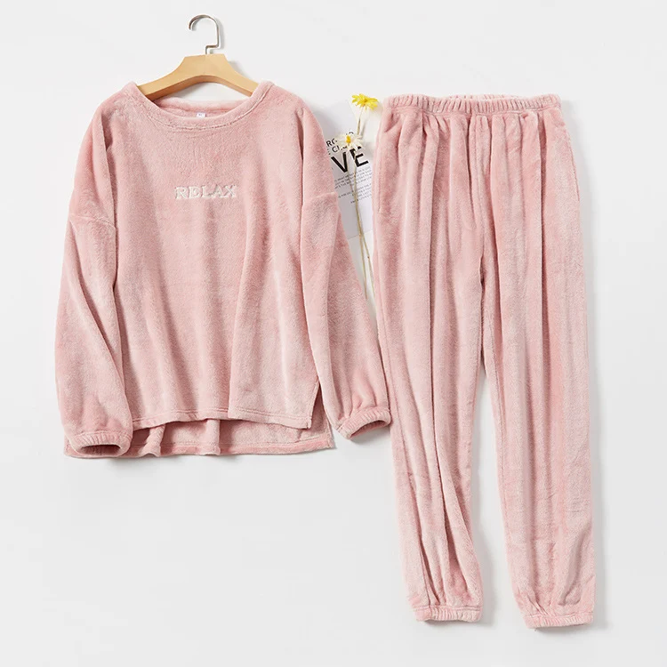 Flannel Pajamas Sets Winter Home Clothes for Women Men - Image 4