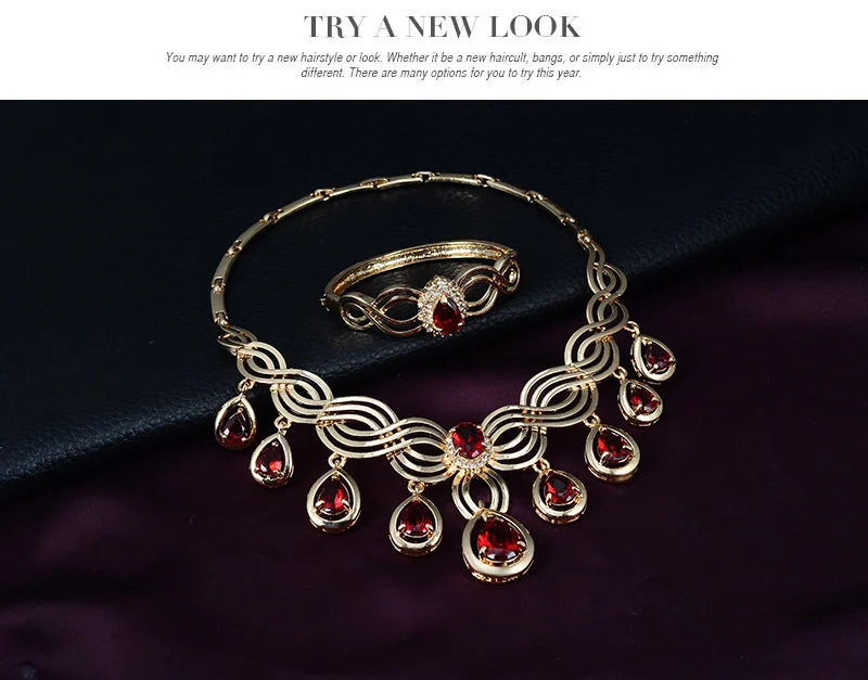 Set Jewelry Fashion Gems Necklace And Earrings Alloy Jewelry - Image 3