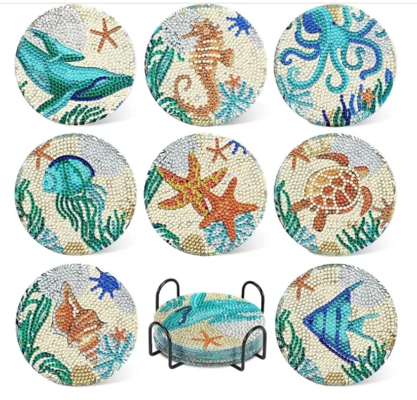 Ocean Series Diamond Painting Coaster Set Rhinestones - Image 6