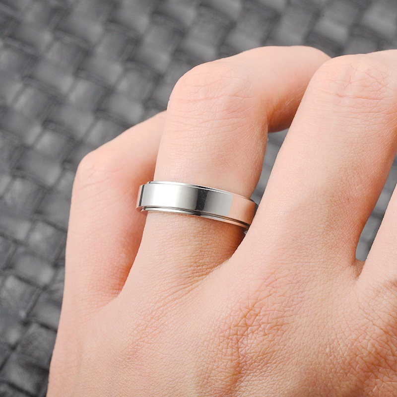 Stainless Steel Rotatable Spinner Ring Moon Stars - Image 4