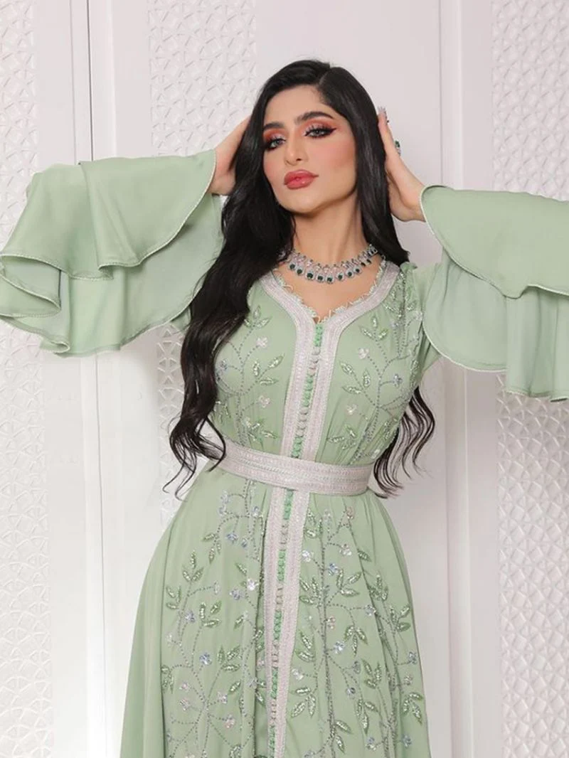 Middle Eastern Hot Diamond Kaftan Robe Dress - Image 2