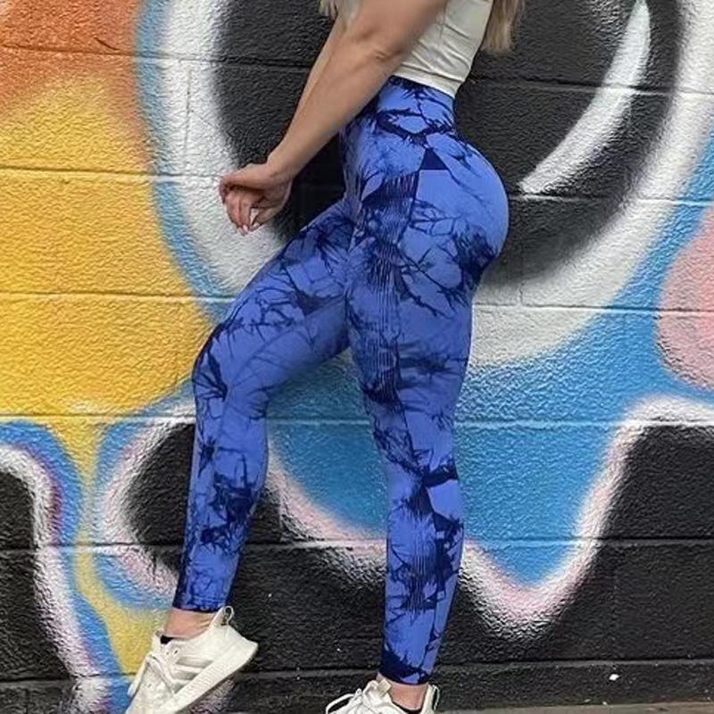 Tie Dye Leggings Women Fitness Yoga Pants Seamless Push - Image 9