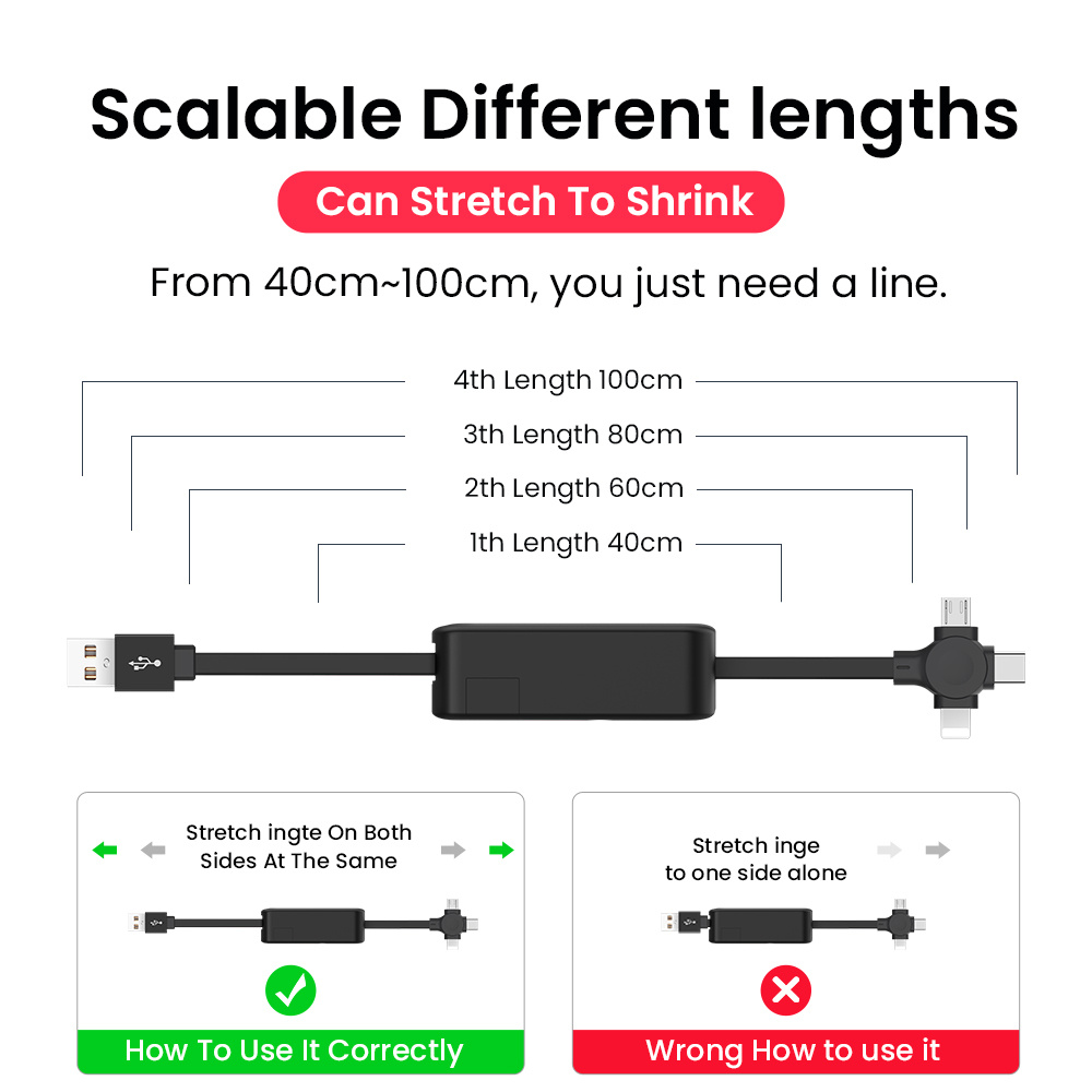 4 in 1 Retractable USB Cable Creative Macaron Type C - Image 9