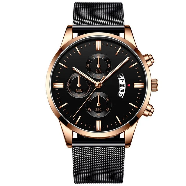 Mens Business Luxury Watches for Men Mesh Band Quartz - Image 4