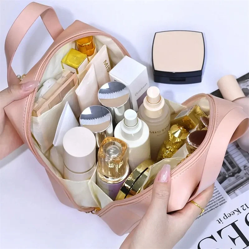 Shell Shape PU Leather Cosmetic Bag Waterproof Letter - Image 2