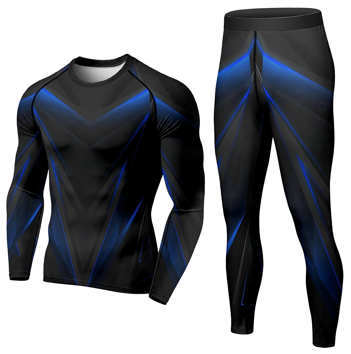 Men's 2 Piece Tracksuit Suit Compression Clothes - Image 2
