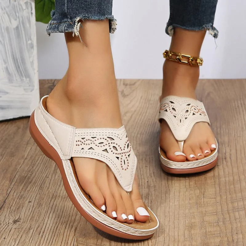 Clip Toe Wedge Sandals Women Summer Flip Flops Slippers - Image 2