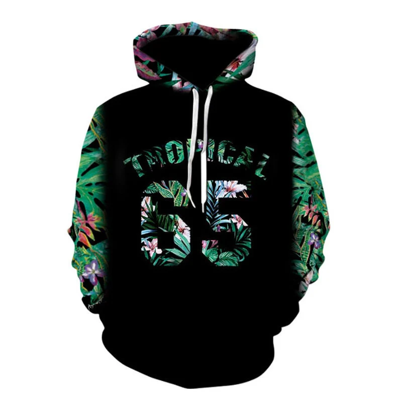 Men Fashion Green Big Leaf Hoodie - Image 5