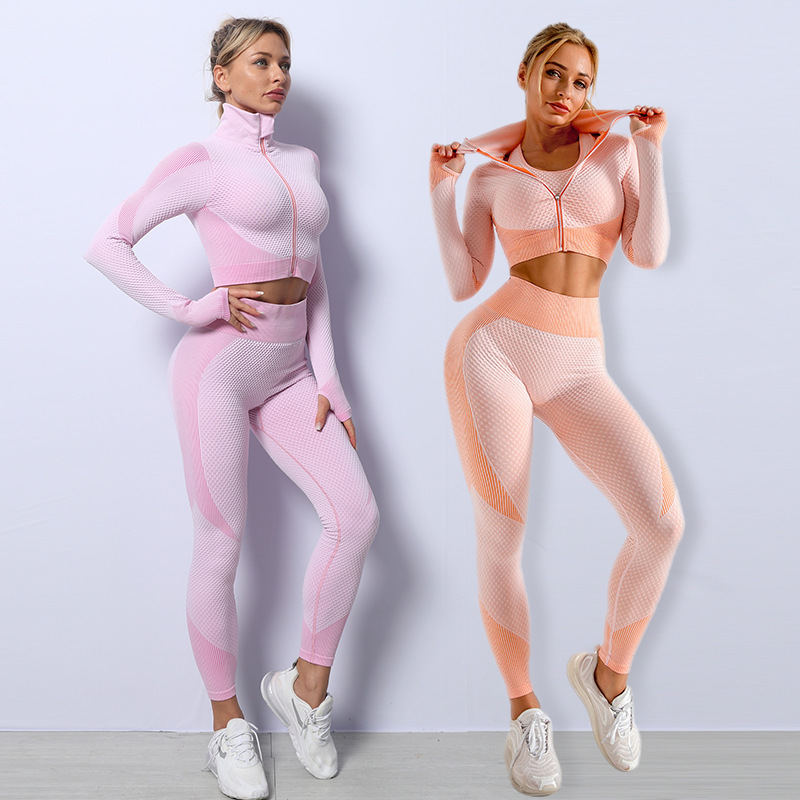 3PCS Yoga Set Seamless Sport Set Women Gym Clothing - Image 3
