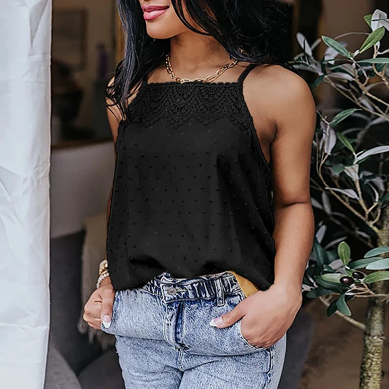 Lace Stitching Casual Ladies Blouse Camisole Women - Image 4