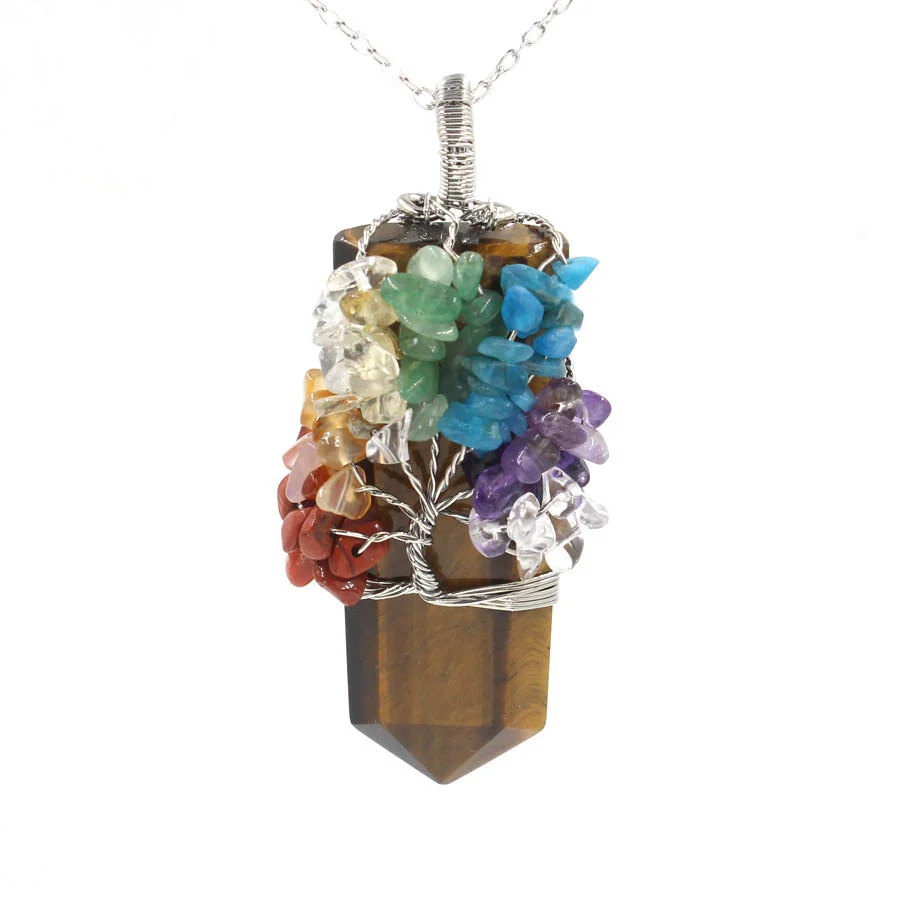 Crystal Column Tree of Life Winding Pendant Necklace - Image 7