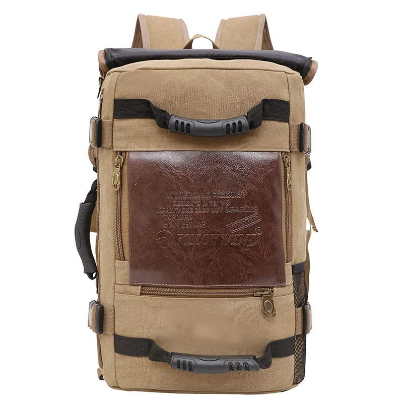Men Canvas Backpack Huge Travel School Shoulder - Image 8