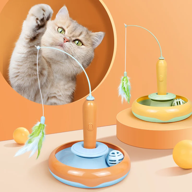 2 in 1 Pet Cat Toy with Feather for Self-play Cat