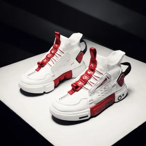Autumn Children's High-top Flying Woven Sneakers Trendy