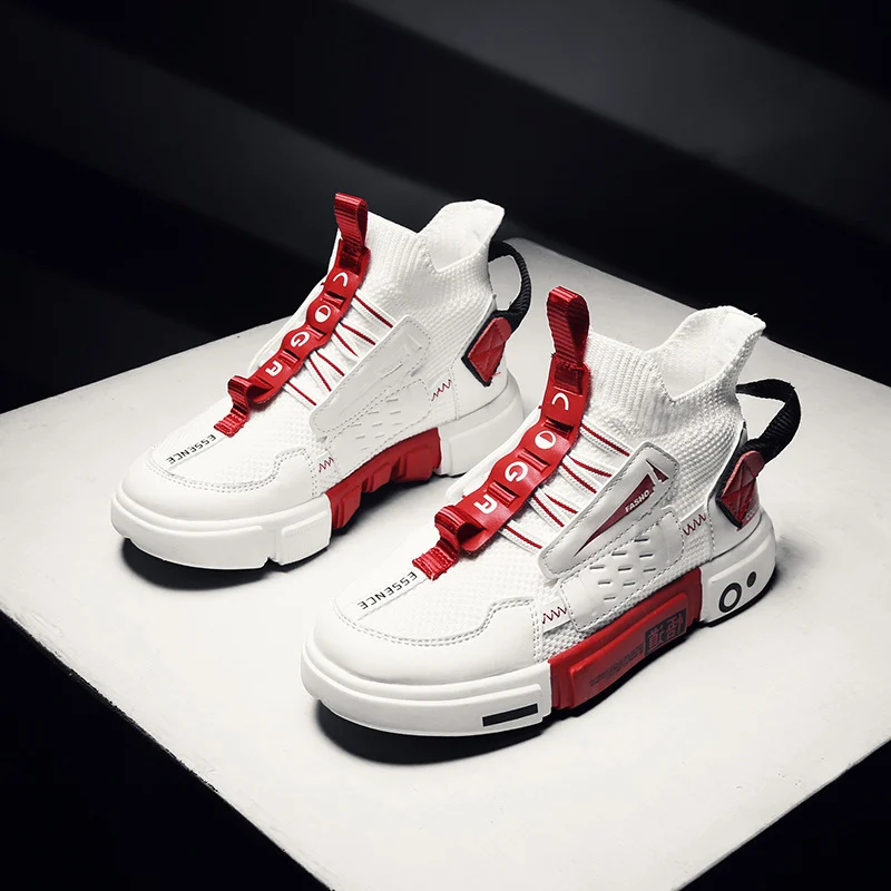 Autumn Children's High-top Flying Woven Sneakers Trendy