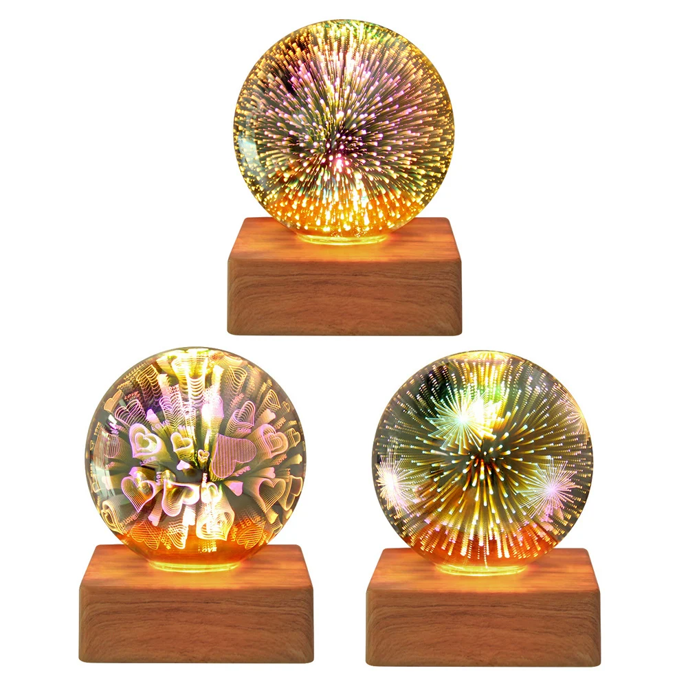 USB 3D Firework Crystals Ball Night Light Plug in - Image 9