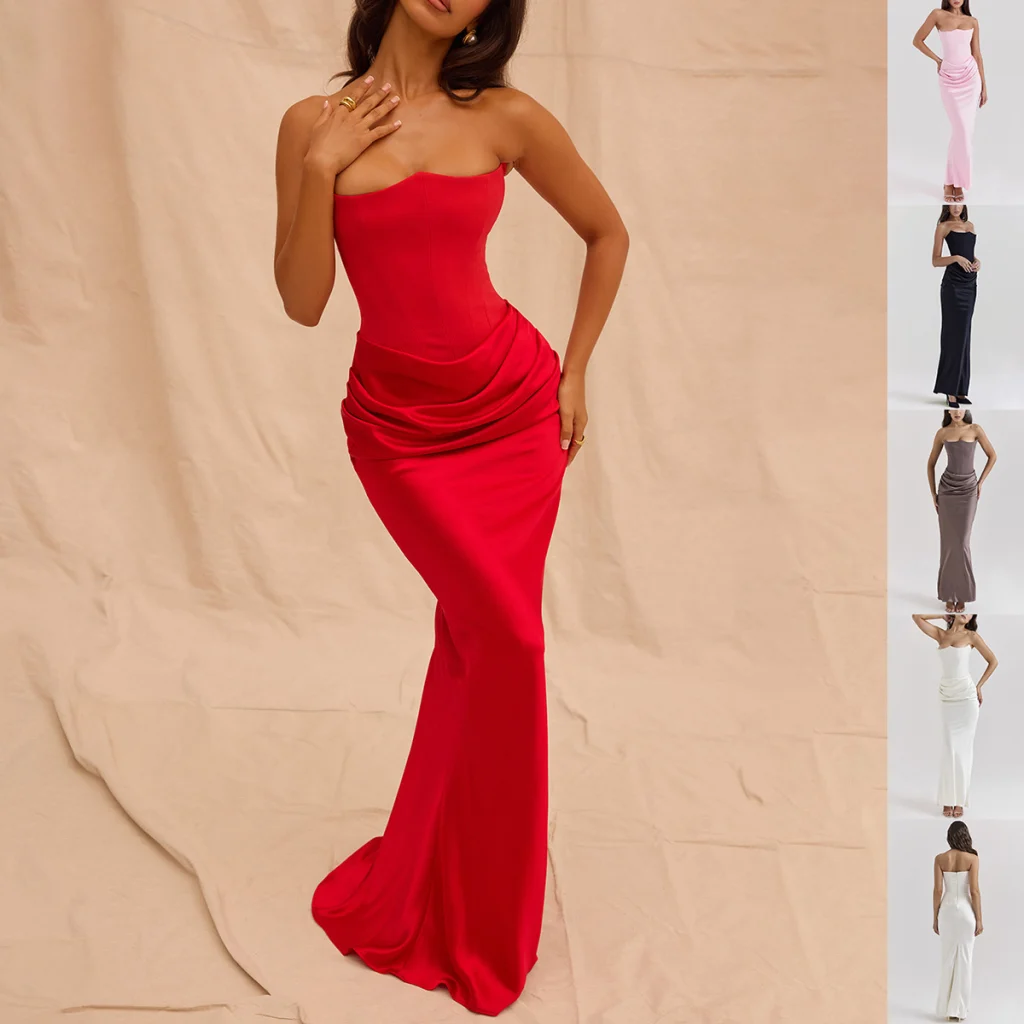 Slim Tube Top Long Dress Sexy Fashion Bandeau Backless