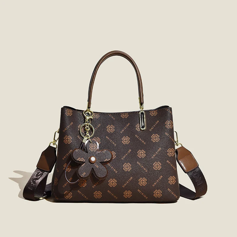 Printed Tote Bag with Flower Pendant Temperament - Image 7