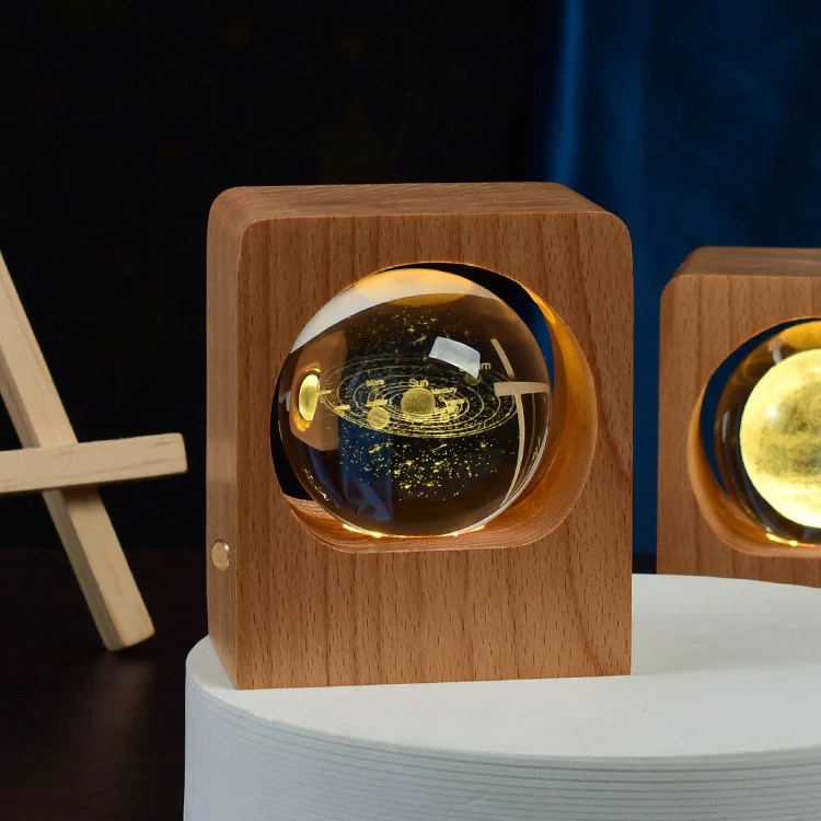 Beech Crystal Ball Night Light 3D Laser Engraving Elk - Image 2