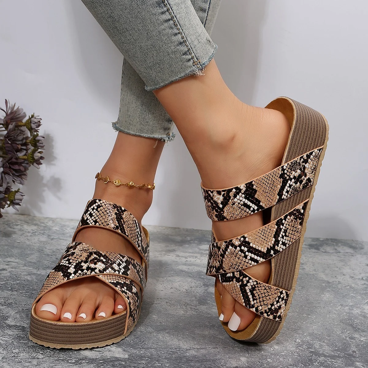 Woven Cross-strap Slippers Summer Platform Sandals - Image 3