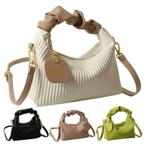 Women Fashion Crossbody Bag PU Leather Pleated Cloud