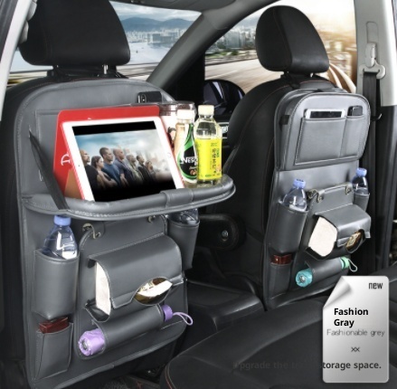 PU Leather Car Storage Bag Multifunction Seat Back Tray - Image 9