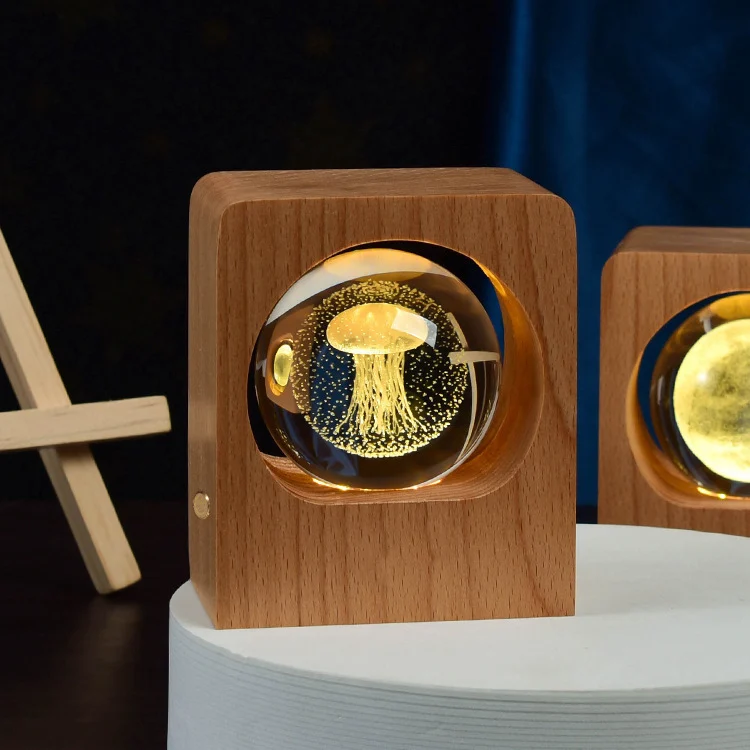 Beech Crystal Ball Night Light 3D Laser Engraving Elk - Image 5
