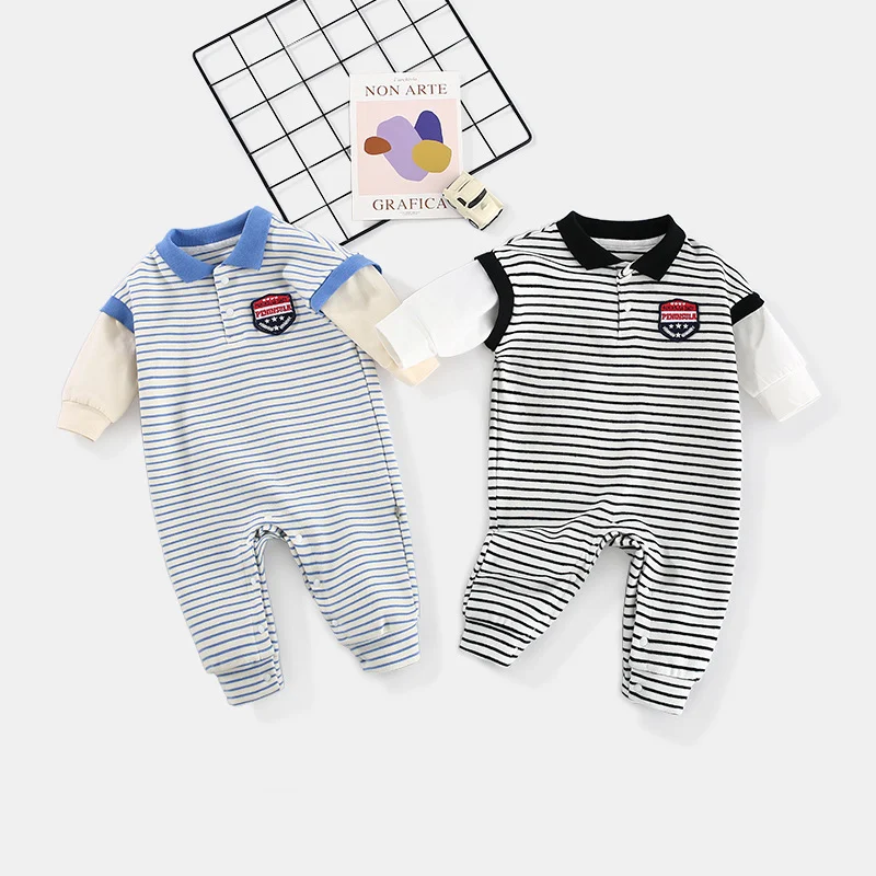 Baby Onesies Striped Male Baby Newborn Clothes Baby - Image 2