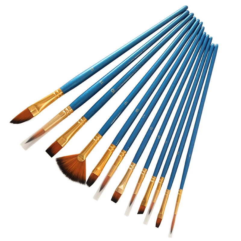 Set of 12 Watercolor Acrylic Paint Brushes - Image 4