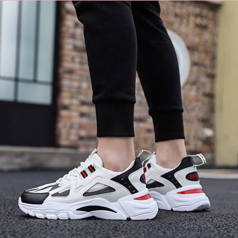 White Sneakers Men Non Slip Walking Running Shoes - Image 6
