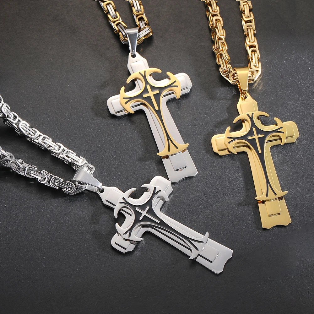 Fashion Jewelry Christian Trinity Latin Cross Necklace - Image 4