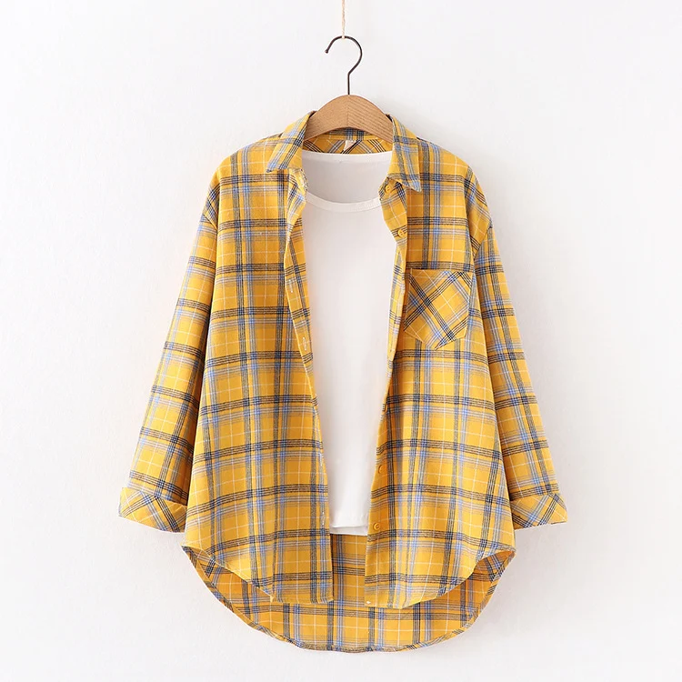 Brand Plaid Shirt Women Loose Plus Size Blouse Female - Image 2