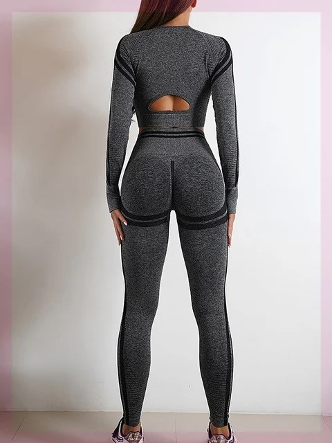 Seamless Sports Set For Women Workout Outfit Booty Yoga Pant - Image 4