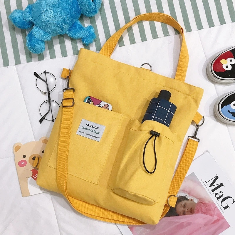 Harajuku Canvas Bags Students Handbag with Pockets - Image 10