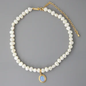 Round Medal Pearl Necklace Irregular Pearl