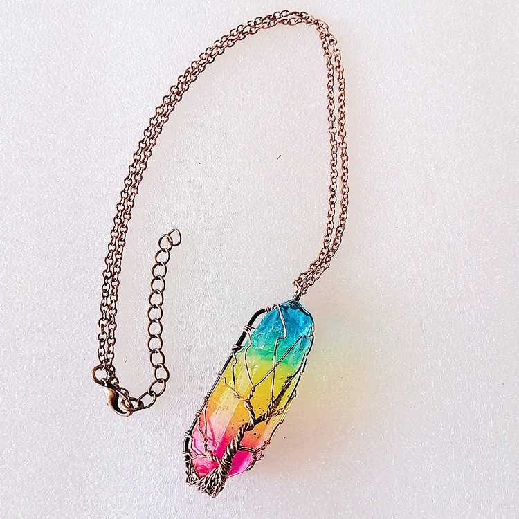 Stone Crystal Pillar Tree of Life Pendant Ins Fashion - Image 7