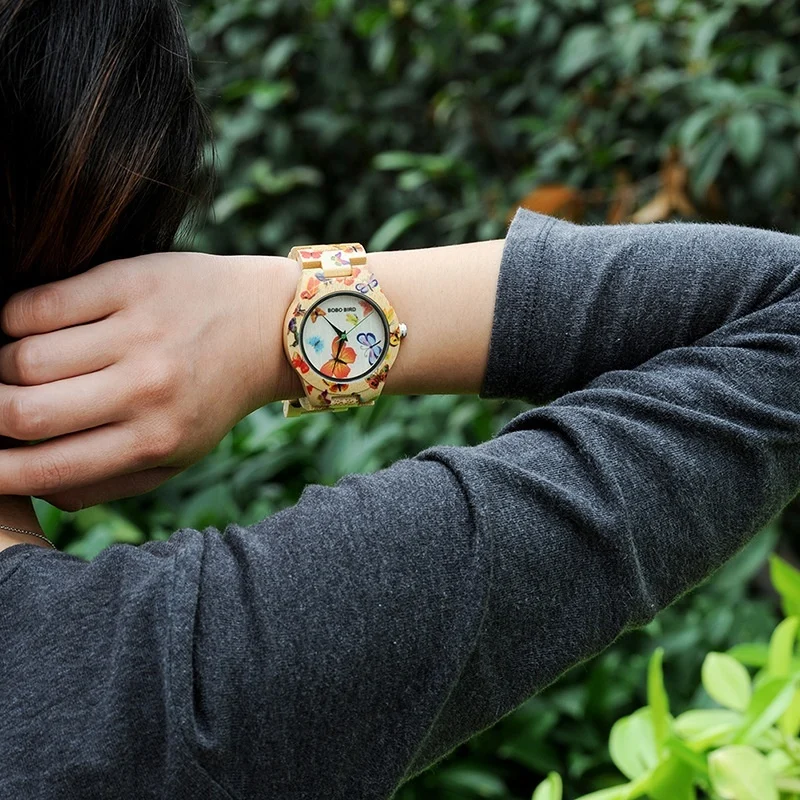 BOBO BIRD O20 Butterfly Print Women Watches All Bamboo - Image 3