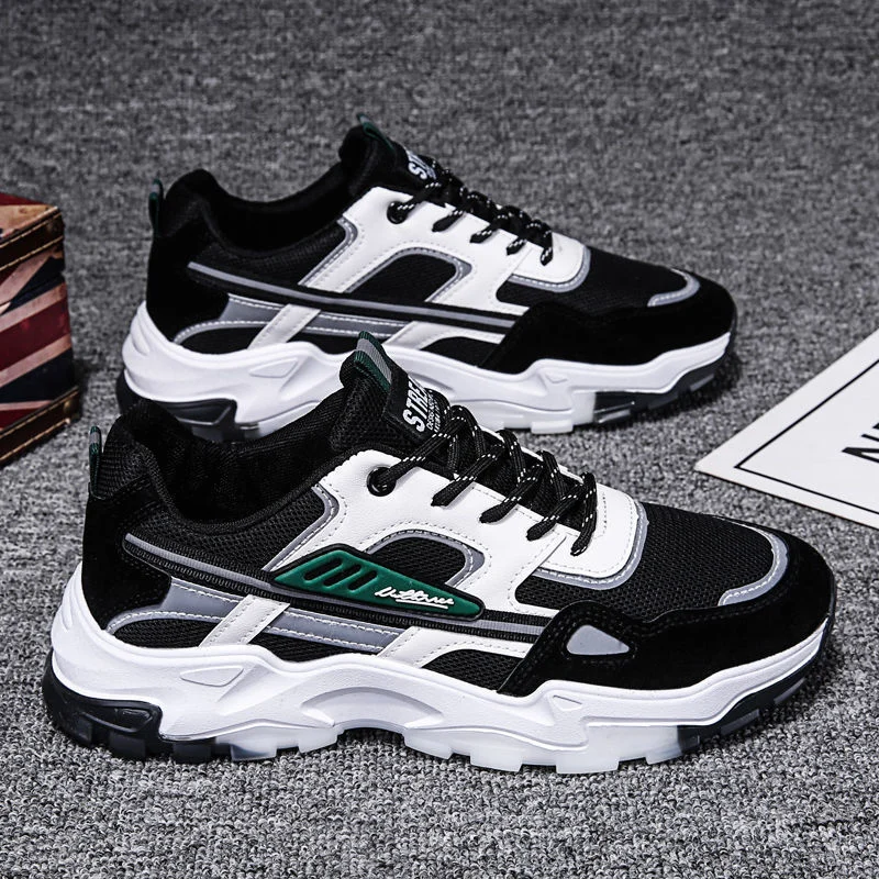 Black White Lace-up Sneakers Men Outdoor Breathable - Image 9