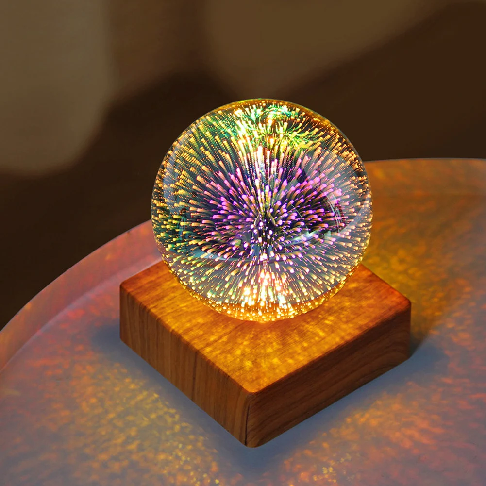 USB 3D Firework Crystals Ball Night Light Plug in - Image 3