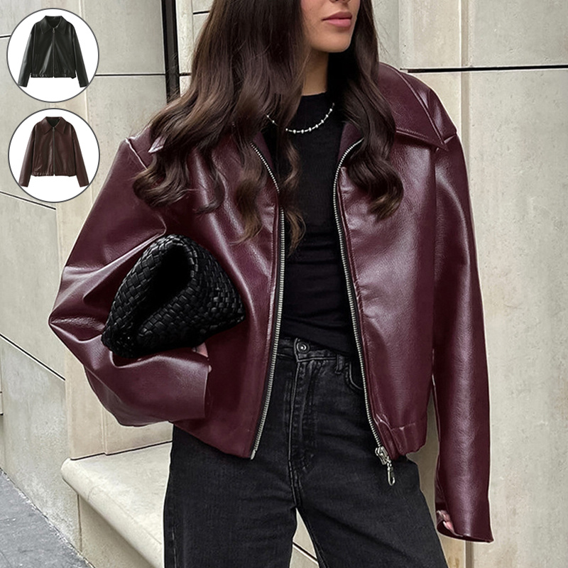 Solid Color Lapel Zipper Jacket Fashion Casual Long