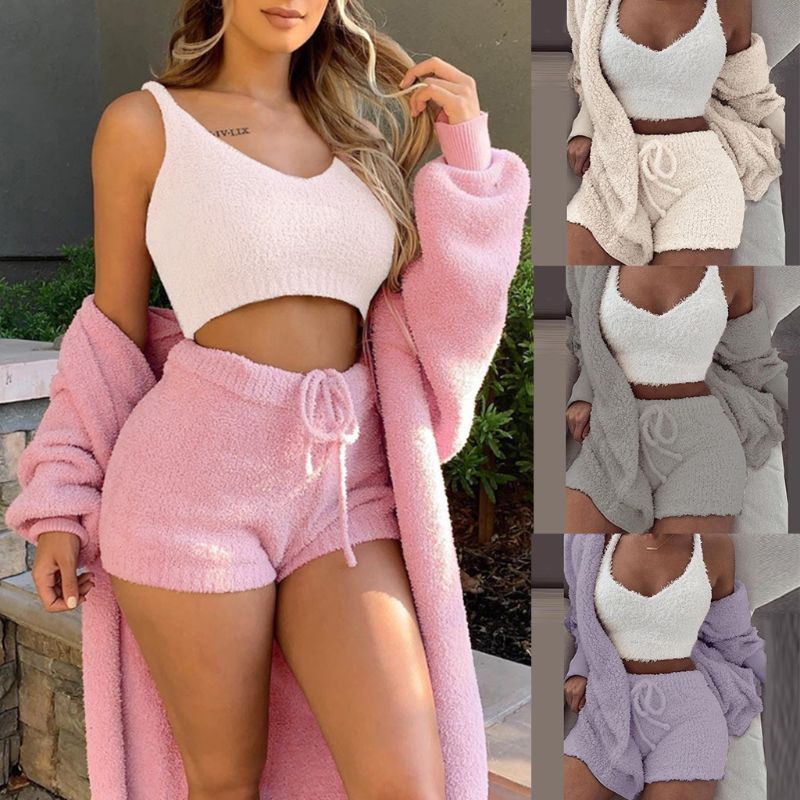 Winter Sexy Women Home Wear Suit Casual Pajamas Set