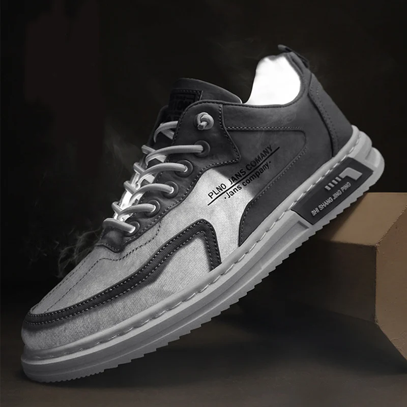 Men Sneakers Lace-up Letter Print Platform Canvas Shoes - Image 7