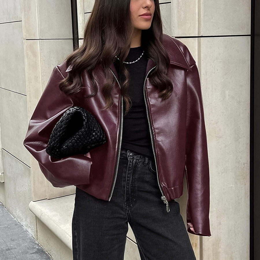 Solid Color Lapel Zipper Jacket Fashion Casual Long - Image 8