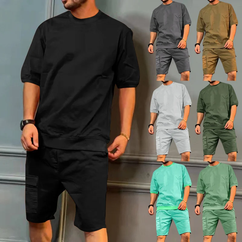 Men's Workwear Multi-pocket Shorts Tracksuit